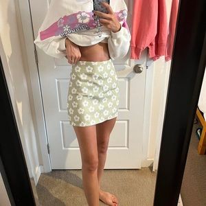 Green Flower Mini Skirt